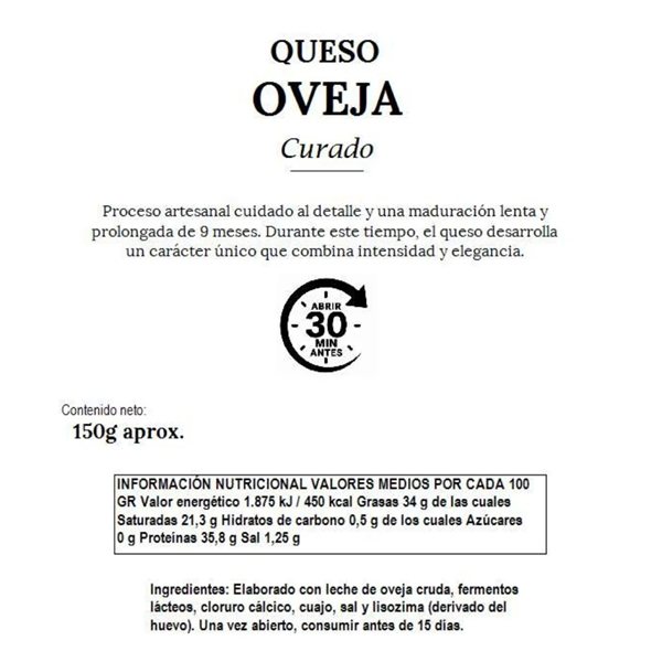 Queso de oveja curado - Sobre de 150 g-izquierda