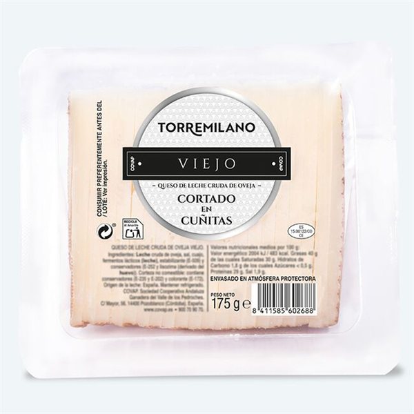 Fromage de Brebis au Lait Cru Vieil Torremilano Coupé en Triangles-lateral