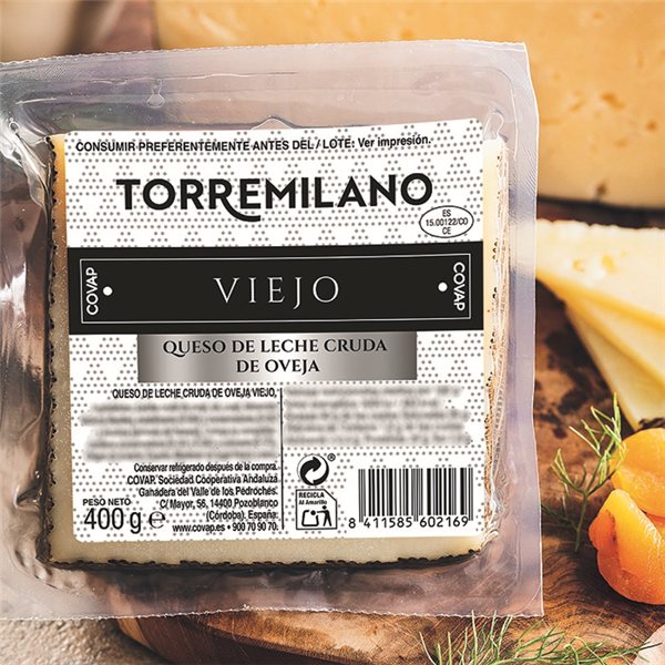Fromage de Brebis au Lait Cru Vieil Torremilano Coupé en Triangles-trasera