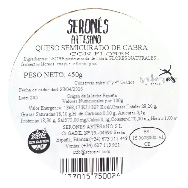 Queso semicurado de cabra con flores Seronés Artesano (sólo recogida en tienda)-detalle