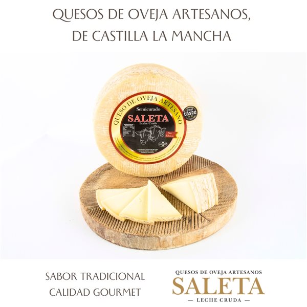 Queso Semicurado de oveja Gourmet Mini (1,3Kg) | Elaboración Artesana Queso de La Mancha-izquierda