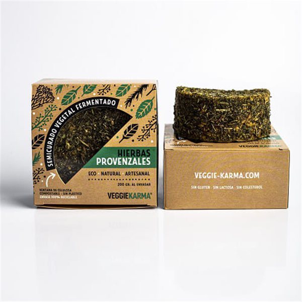 Semi-aged vegan cheese with Provençal herbs, Veggie Karma-lateral