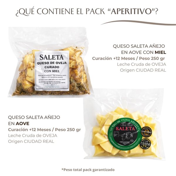 Quesos Gourmet "Pack Aperitivo" | 2 Bolsas de Tacos de Queso Curado en Aceite de Oliva Virgen Extra (AOVE) y con Miel | Elaboración Artesana Quesos Saleta-detalle