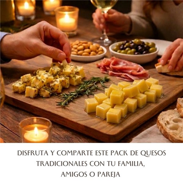 Quesos Gourmet "Pack Aperitivo" | 2 Bolsas de Tacos de Queso Curado en Aceite de Oliva Virgen Extra (AOVE) y con Miel | Elaboración Artesana Quesos Saleta-lateral