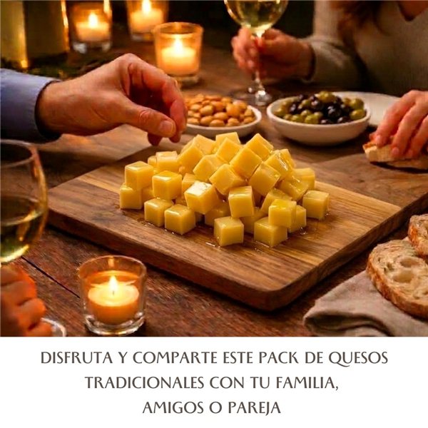 Quesos Gourmet "Pack Raíces" | 3 Bolsas de Tacos de Queso Curado en Aceite de Oliva Virgen Extra (AOVE) | Elaboración Artesana Quesos Saleta-lateral