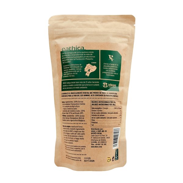 Quinoa eathica Ecuador BIO 400 g (exp. 28/02/26)-trasera