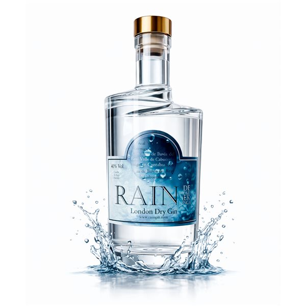 Rain Gin Premium – Gin Artisanal avec Eau de Pluie de Cantabrie, London Dry, 70 cl, 40% Vol-detalle