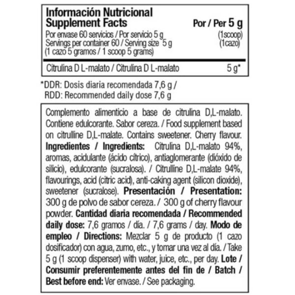Raw One® L-Citrulline Malate 300 Gr-detalle