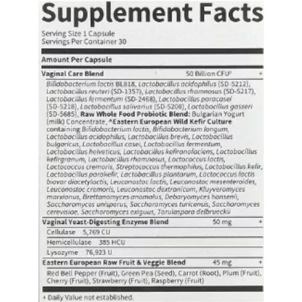 Raw Probiotics Vaginal Care 30 Capsules-detalle