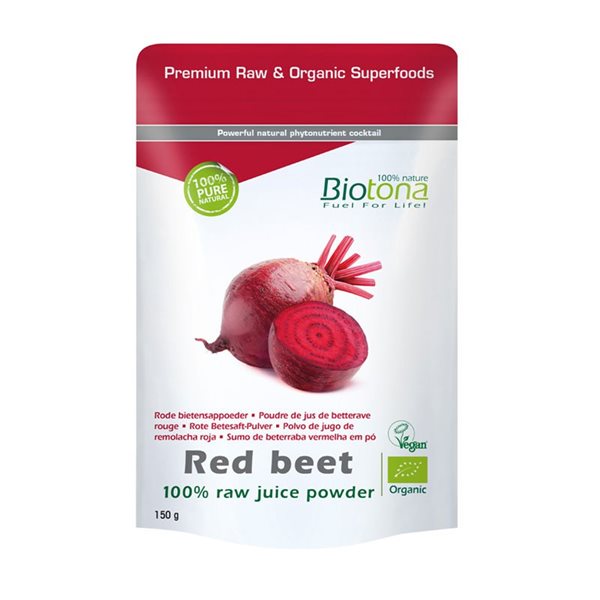 Rote Beete (Rote Bete) Pulver Superfood Bio 150g Biotona.-lateral