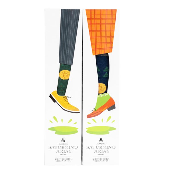 Regalo Gourmetcon Aceite de Oliva Virgen Extray calcetines exclusivos-detalle