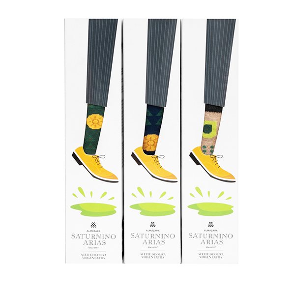 Regalo Gourmetcon Aceite de Oliva Virgen Extray calcetines exclusivos-lateral