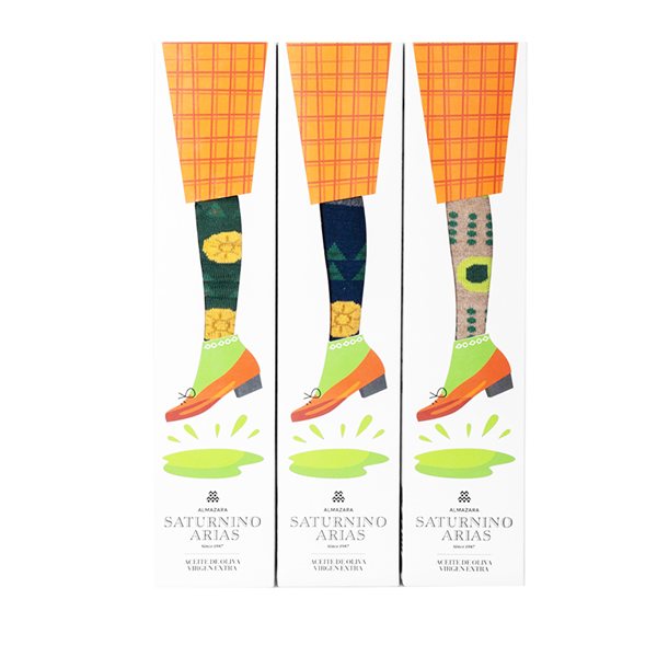 Regalo Gourmetcon Aceite de Oliva Virgen Extray calcetines exclusivos-trasera