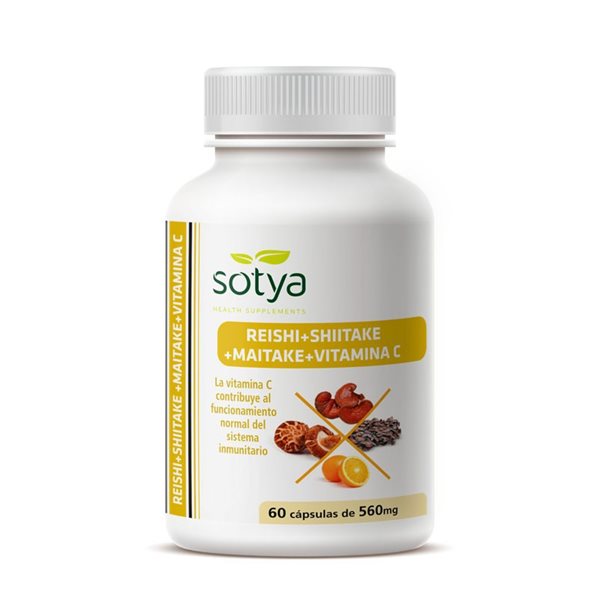 Reishi, Maitake und Shiitake 560 mg 60 Kapseln Sotya-detalle
