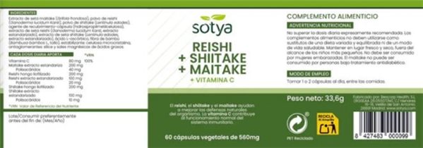 REISHI-SHITAKE-MAITAKE 560 MG 60 CAPS-lateral