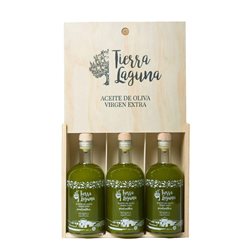 [VORBESTELLUNG] Frisches ungefiltertes extra natives Olivenöl der neuen Ernte - Picual Geschenkholzkiste 3 Stk. (16,65€/Stk.)
