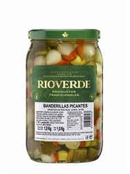 Rioverde Banderillas Picantes 1Kg se traduce al francés como **Rioverde Banderillas Épicées 1Kg**.