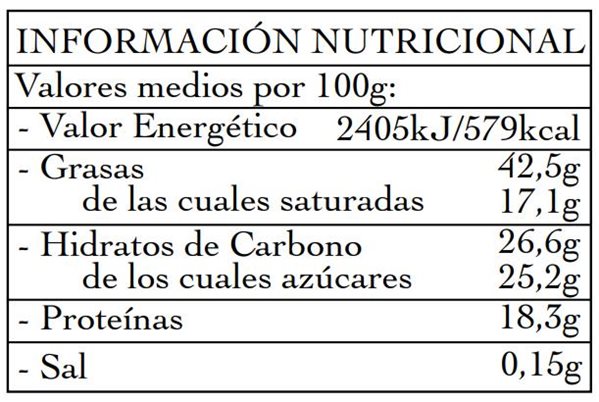 Rocas de almendra con chocolate blanco 150g-trasera