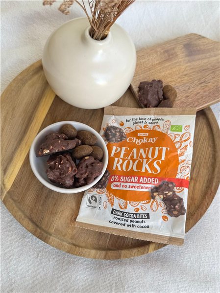 Rocas de Cacahuete con Chocolate Negro BIO-lateral