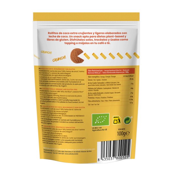 Rolls de Coco crujientes Bio 100g Sol Natural-detalle