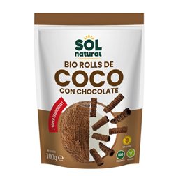 Crispige Bio-Kokos- und Schokoladen-Röllchen 100g Sol Natural