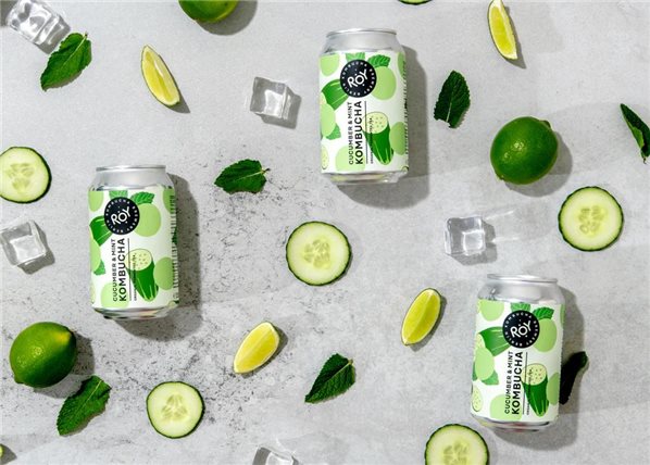 Ökologische ROY Gurken-Minze-Kombucha-Dose 330ml-trasera