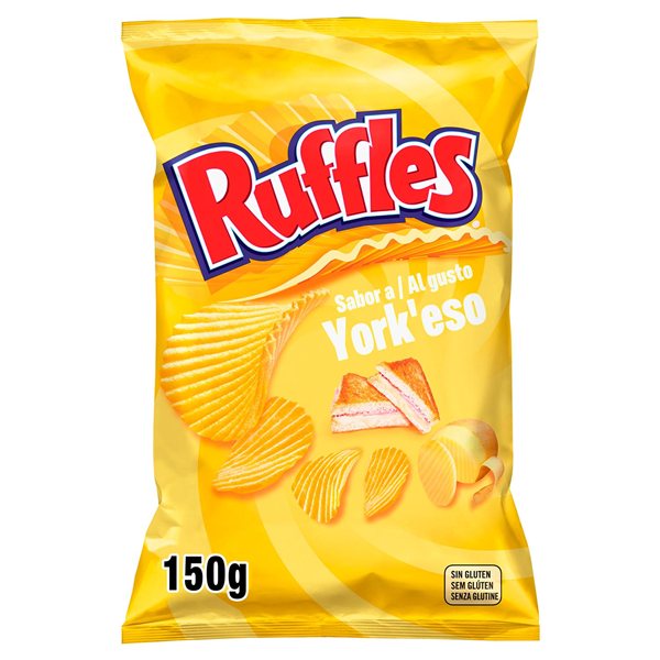 RUFFLES Wellenkartoffeln Geschmack York für Snacks, 150 g Beutel (Mit oder Ohne Geschenk)-trasera