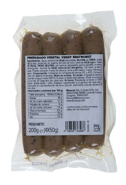 Saucisse Bratwurst Very Veggy 200 g-detalle