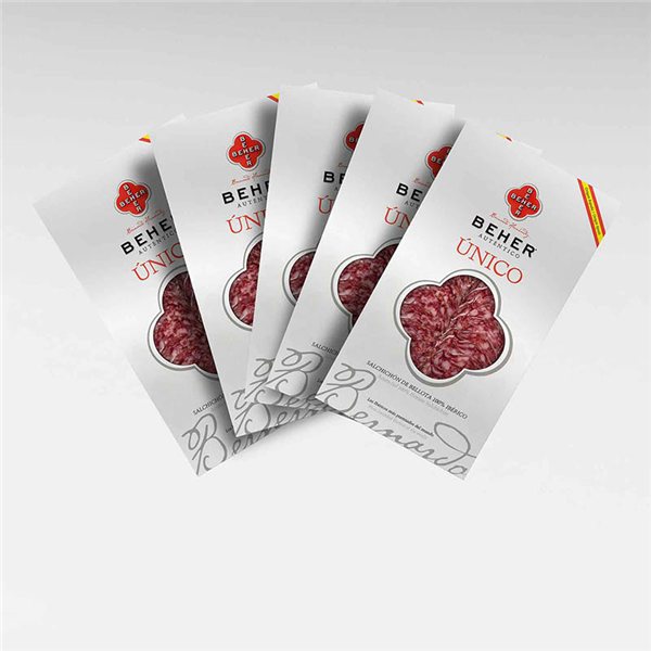 Salchichón 100% Ibérico Bellota Único loncheado, BEHER-izquierda