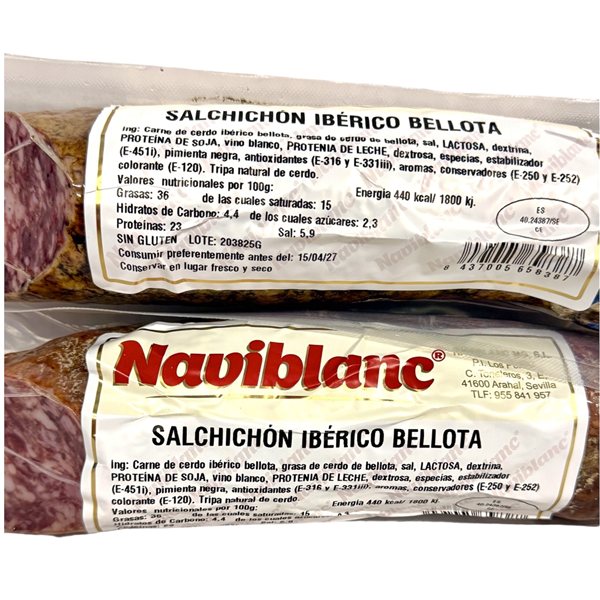 Salchichón cular de bellota Ibérico (1,4 a 1,6KG) Naviblanc-trasera