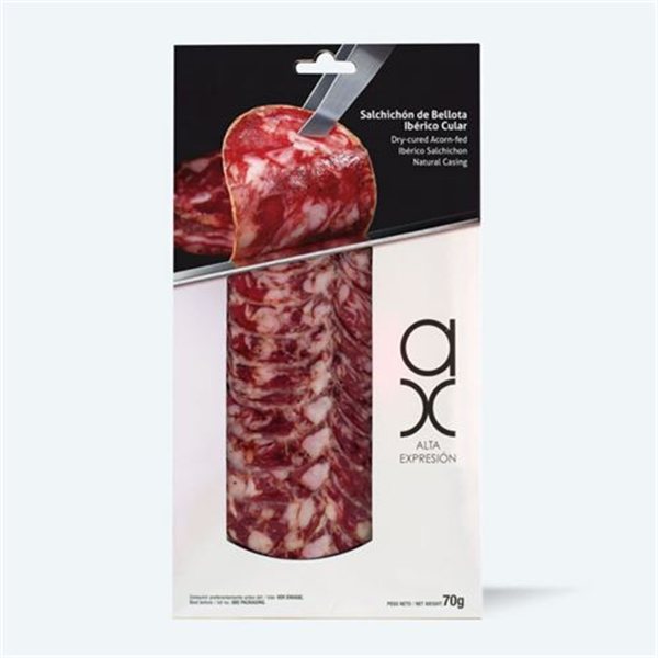 Salchichón de Bellota 100% Ibérico Cular Alta Expresión loncheado, COVAP-lateral