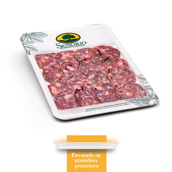 Salchichon de bellota 100% ibérico, loncheado Señorío de Montanera-detalle