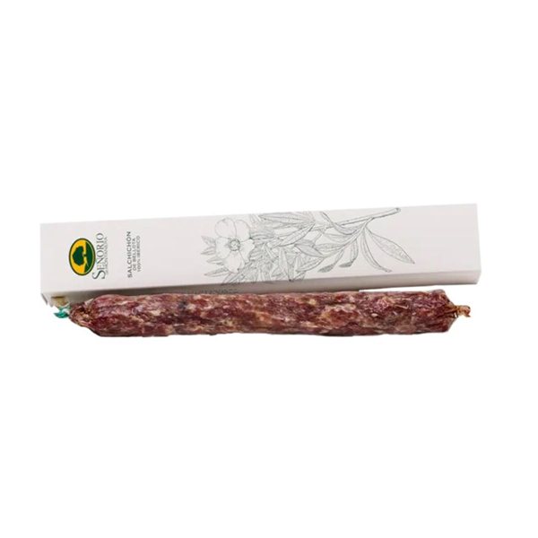 Salchichón Vela 100% Ibérico de bellota, Señorío de Montanera-izquierda