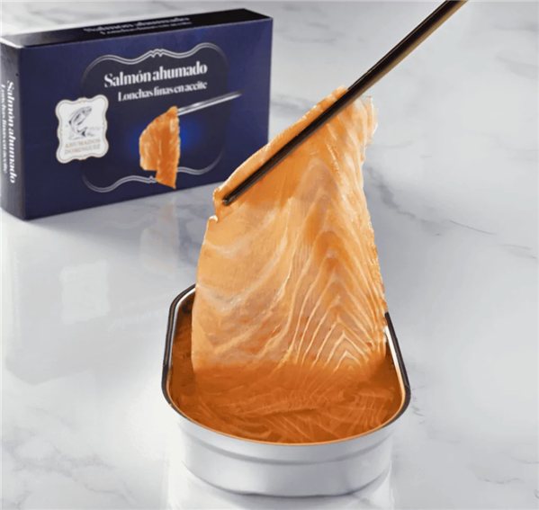 Smoked Salmon in Oil 190 g, Ahumados Dominguez-trasera