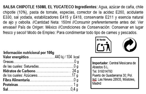 Chipotle Chili Sauce "El Yucateco" 150ml-detalle