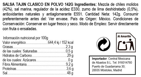 Tajín Chili Powder Sauce Complete Box 24 pcs-trasera