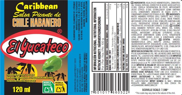 Caribbean Habanero Sauce "El Yucateco" 120ml-detalle