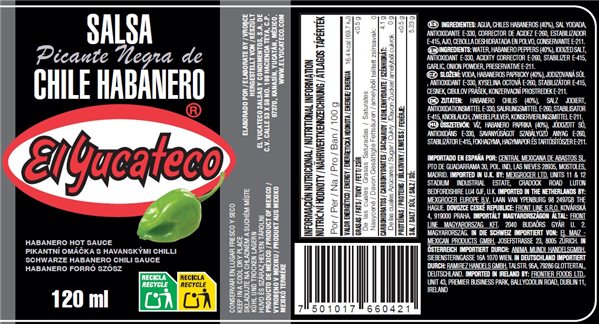 Black Label Habanero Sauce "El Yucateco" 120ml-detalle