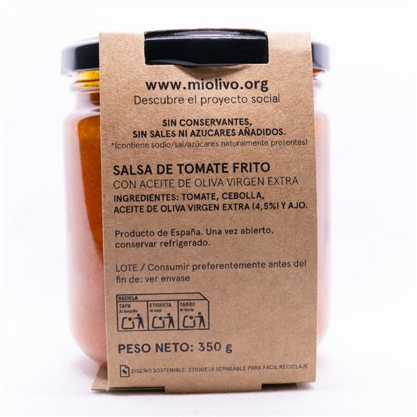 Salsa de tomate frito con AOVE 350 g | Producto solidario-lateral