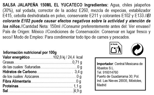 Salsa Jalapeña "El Yucateco" 150ml-detalle