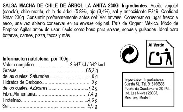 Salsa Macha de Chile de Arbol 12/230 g-detalle