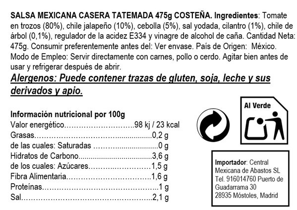 Salsa mexicana casera cristal 475g La Costeña 475gr-detalle