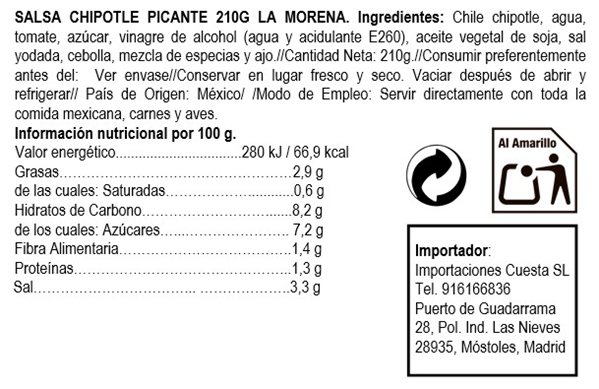 Salsa Picante de Chipotle 210gr "La Morena" 210gr-detalle