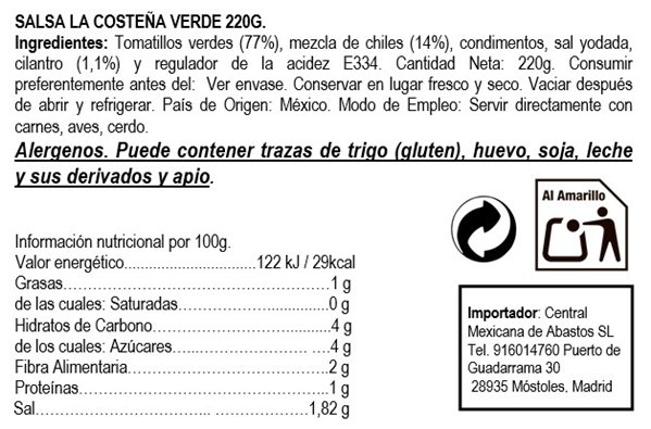 Salsa verde "La Costeña" 220gr 220gr-detalle
