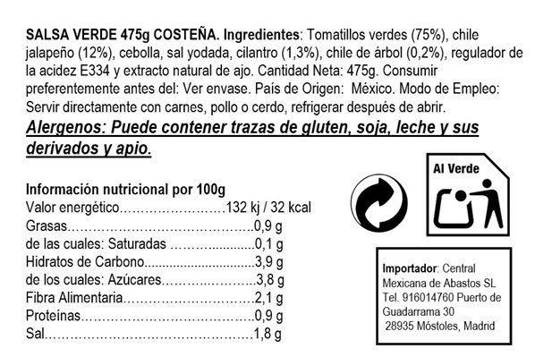 Salsa Verde La Costeña  475g 475gr-detalle
