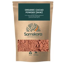 Samskara Cacao Crudo (RAW) Ecológico en Polvo | Natural sin Alcalinizar | Origen Perú | Sabor Intenso y Afrutado | Para Bebidas, Ceremonias y Repostería