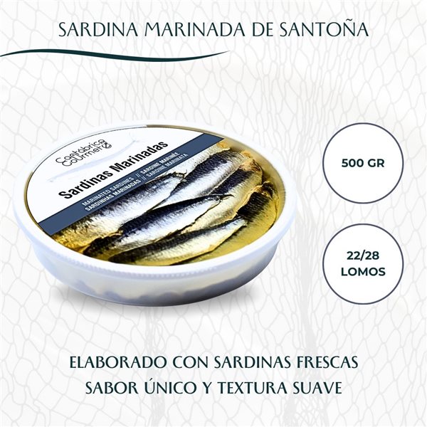Sardinas Marinadas Artesanales | 22-28 Sardinas con Sabor Único y Textura Suave (500gr) | Elaborado por Casa Santoña-detalle