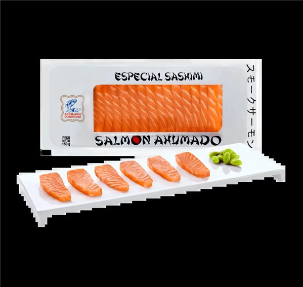 Sashimi de Saumon Fumé 150 g, Ahumados Dominguez (3 UNITÉS)-trasera