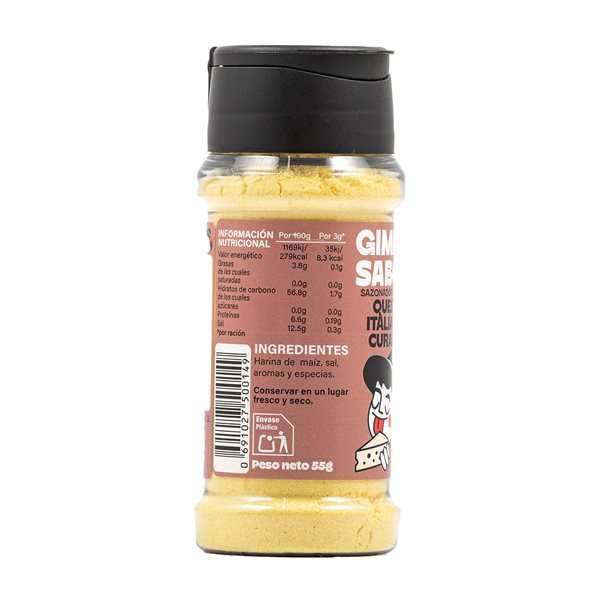 Sazonador Vegetal con Sabor a Queso Parmesano | 100% Vegano, Sin Lactosa, Alto en Umami – 55g-lateral