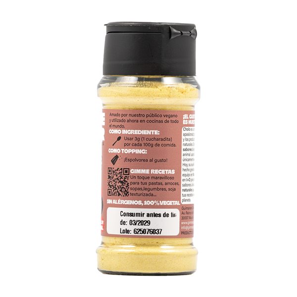 Sazonador Vegetal con Sabor a Queso Parmesano | 100% Vegano, Sin Lactosa, Alto en Umami – 55g-trasera